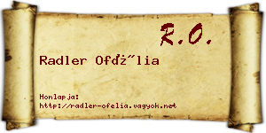 Radler Ofélia névjegykártya
